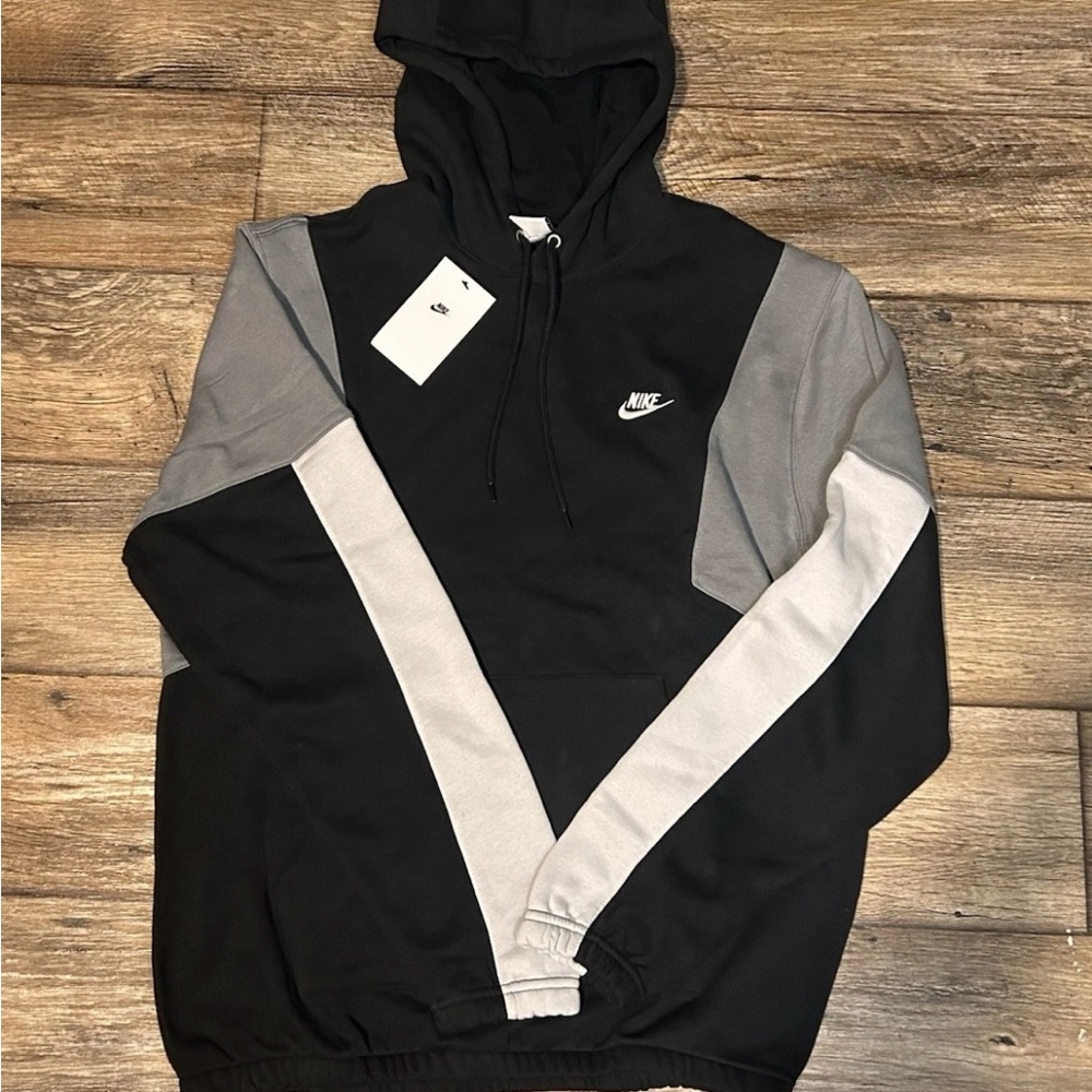 Nike Club tracksuit Fleece Pullover Hoodie Black Gray White Men's Size: M